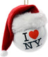 I Love New York NY Ball with Santa Hat Christmas Ornament...