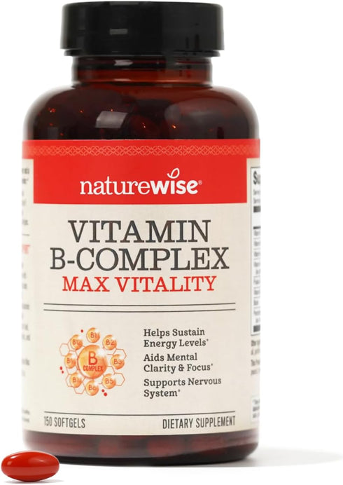 NatureWise Vitamin B Complex for Women and Men - with Folic Acid Biotin B1 B2 B3 B6 B12 - Support Cellular Energy & Mental Clarity - Gluten Free, ...