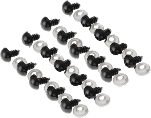 20Pcs Black Plastic Safety Eyes with Washers, Craft Eyes, for Crochet, Puppet, Plush, Stuffed Animals Making, 12mm...