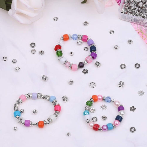 Cridoz Metal Spacer Beads for Making Bracelet, Necklace, Jewelry Making and Findings Accessories, 900Pcs, Silver...