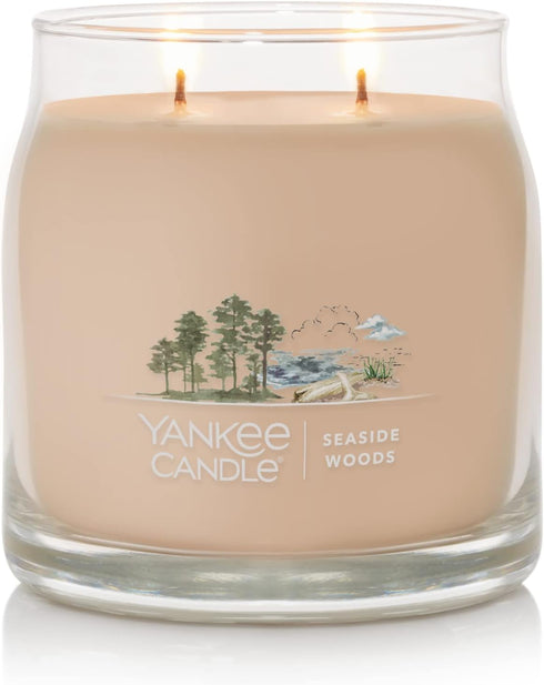 Yankee Candle Seaside Woods Scented, Signature 13oz Medium Jar 2-Wick Candle, Over 35 Hours of Burn Time...