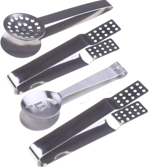 4 Pcs Stainless Steel Tea Bag Tongs Teabag Squeezer Strainer Holder Grip Metal Spoon Mini Sugar Clip Kitchen Bar Tools...