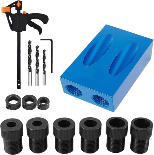 15 Degree Pocket Hole Screw Jig Dowel Drill Joinery Kit Positioner Locator Tool Carpenters Wood Woodwork Guides Joint Angle Tool Carpentry Locator...