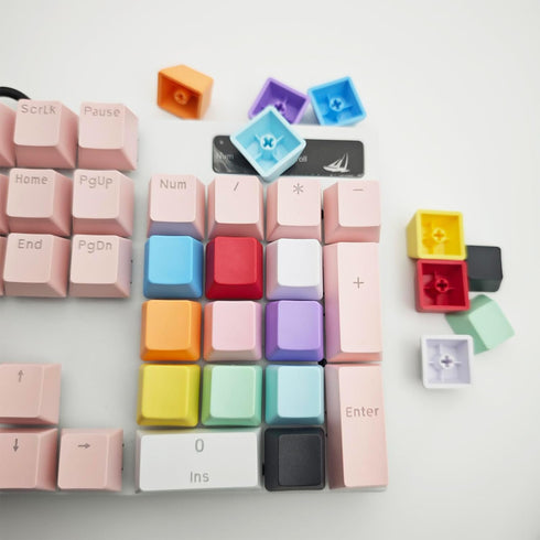 OEM Profile Blank Keycaps PBT Rainbow Mixed Colors 1U R4 Keycap for MX switches Mechanical Keyboard (Mixed colors, 20pcs)...