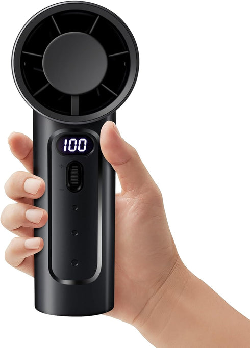 Turbo Portable Handheld Fan, Speed(1-100) Adjustable Mini Portable Fan, 4000mAh Battery Rechargeable Personal Mini Fan, Small Handheld Fan with Di...