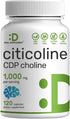 DEAL SUPPLEMENT Citicoline CDP Choline, 1,000mg Per Serving, 120 Capsules – Extra Strength Choline Supplements – Nootropic B Vitamin Properties – ...