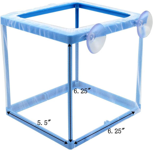 AQUANEAT Fish Tank Breeder 2 pcs Small Mesh Net Fry Saver Aquarium Spawn Hatchery Isolation with Suction Cups...