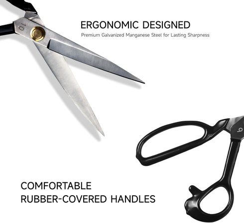 Fabric Scissors Professional Tailor Scissors, 10 Inch Heavy Duty Sewing Scissors for Fabric Cutting, Dressmaking Manganese Steel Tailor Shears Sha...