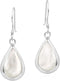 AeraVida Elegant Teardrop White Mother of Pearl Inlay Sterling Silver Dangle Earrings...