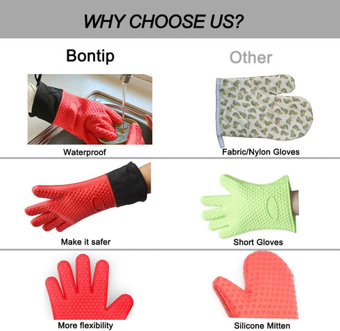 Comsmart BBQ Gloves, Heat Resistant Silicone Grilling Gloves, Long Waterproof BBQ Kitchen Oven Mitts with Inner Cotton Layer for Barbecue, Cooking...
