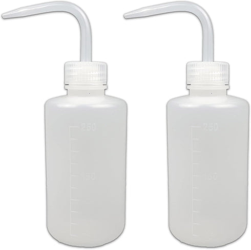 2Pcs 250ml 8.5oz Plastic Safety Wash Bottle,Narrow Mouth Squeeze Bottles for Tattoo Wash?Chemistry, Industry, Lab & Gardening-Transparency...