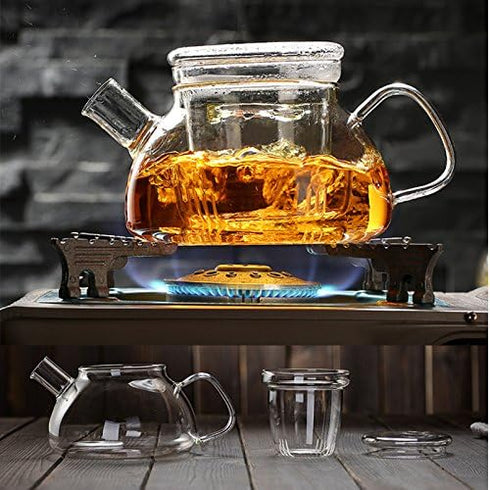 Glass Teapot With Infuser,Teapot With Strainer For Loose Tea,Safe On Stovetop, Nordic Pot With Glass Infuser And Glass Lid(Nordic Pot 600ML/21oz)...