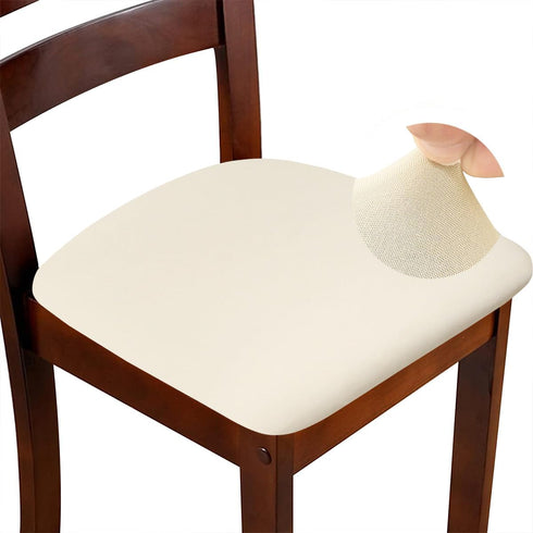 Chair Seat Covers set of 4 Stretch Off white Chair Covers for Dining Room Square Removable Washable Chair Protector Seat Cushion Slipcovers for Ki...