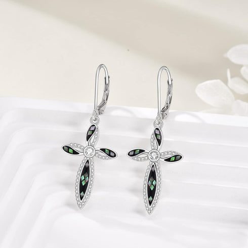 Cross Earrings 925 Sterling Silver Cross Dangle Drop Earring Gifts for Women...
