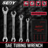 4-Piece Flare Nut Wrench Set - SAE Brake Line Wrench 1/4, 5/16, 3/8, 7/16, 1/2, 9/16, 5/8, 11/16-inch, Professional Offset Heads, Portable Organiz...