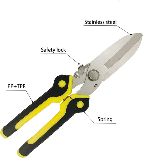 Aviation Tin Snips 9 Inch Heavy Duty Metal Cutter, Straight Shears with Stainless Steel Blade & Comfort Grips, Multifunction Cutting of Branches, ...