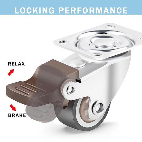 1.25 inch Swivel Caster Wheels Bearing Plate Caster Wheels, Rolling Casters for Furniture and Workbench Cart, Set of 4 (2 with Brakes & 2 Without)...