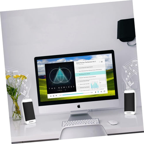 Mobestech Computer Speakers 2pcs Portable Notebookwhite Wired Sound Powered Speakers for Desktop Mini Speaker Multimedia Loudspeaker USB Stereo Co...