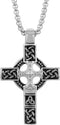 Cross Pendant for Car Rear View Mirror Decor Prayer Hanging Ornament Stainless Steel Celtic Knot Cross Necklace Men Boys Christian Gift (Silver)...
