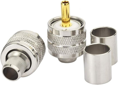 wlaniot PL259 Crimp Connector PL-259 Plug Male Connector pl259 pl-259 UHF Male Solder Connector for LMR-400 RG-213 CB Ham Radio Antenna 2pcs...
