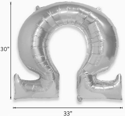 Sorority Shop Omega - Greek Letter Balloon - Large 33" x 30" Silver Foil Balloon For Celebrations, Parties, Sororities and Fraternities...