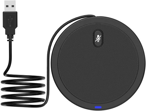 Conference USB Microphone, Computer Desk Mic with Mute Button and LED Indicator, Plug & Play Omnidirectional PC Laptop Mics for Online Meeting,Cla...