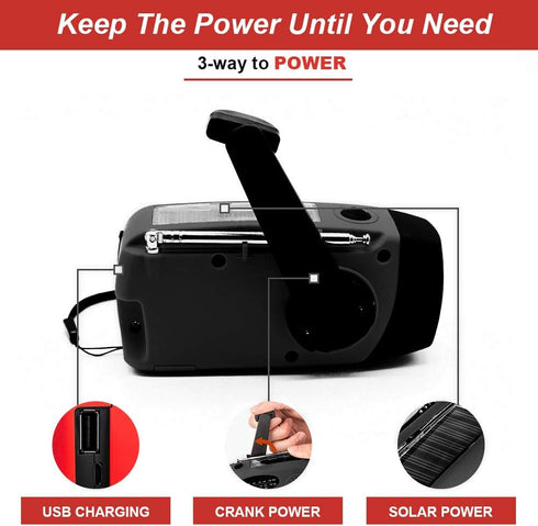 Upgrade Portable Solar Emergency Weather Radio Hand Crank AM/FM NOAA Survival Radios with LED Flashlight 2000mAh Power Bank for Smart Phone for Ho...