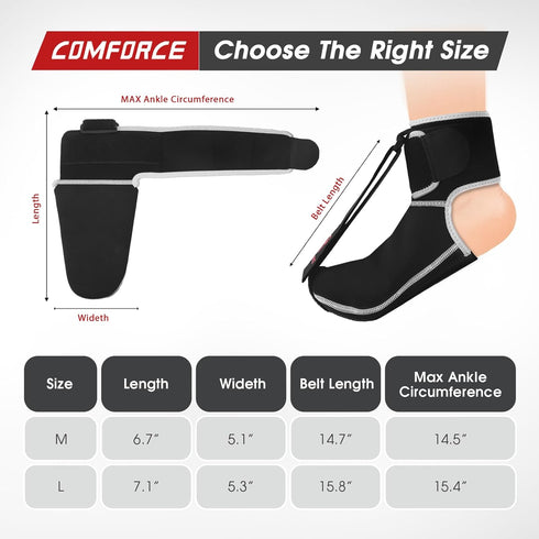 Plantar Fasciitis Night Splint Socks, Adjustable Plantar Fasciitis Brace for Foot Drop, Achilles Tendonitis, Heel Spur, Pain Relief, Black (Large)...
