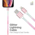 LAX Gadgets USB A to Lightning Cable - Glitter Apple MFI Certified Lightning Cable for iPhone, iPad, iPod - Nylon Braided Fast Charging Cable - Hi...