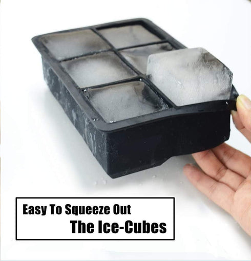 Ice Cube Trays Large Size Flexible 6 Cavity Ice Cube Square Molds for Whiskey and Cocktails, Keep Drinks Chilled (2Pcs)...
