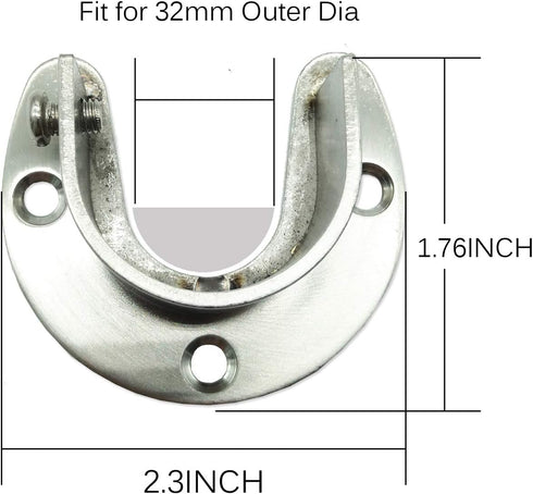 TIHOOD 6PCS Heavy Duty Stainless Steel Closet Rod End Supports Closet Pole Sockets Flange Rod Holder with Screws, 1.25 Inches/32mm Diameter, Silve...