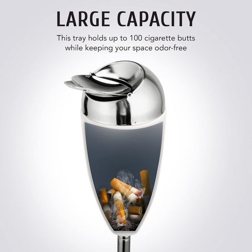 CO-Z Adjustable Floor Standing Ash Tray, Smokeless Outdoor Ashtray with Lid for Home Patio Cigarettes Ash Butt Disposal, Stainless Steel Windproof...