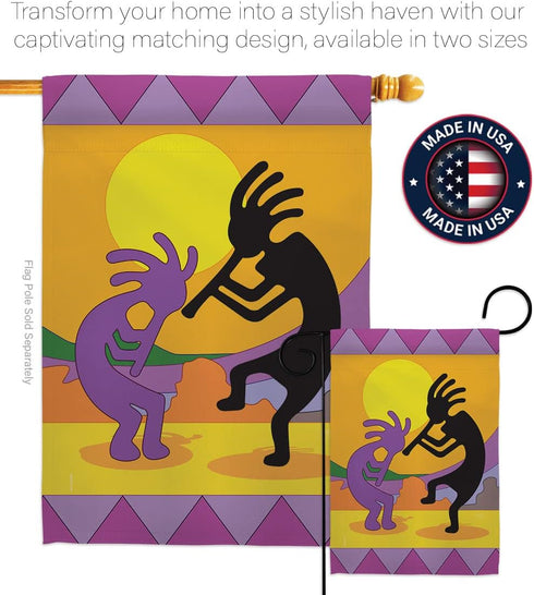Breeze Decor Kokopelli Garden Flag Regional Southwest Desert Cactus Country Succulent Particular Area House Decoration Banner Small Yard Gift Doub...