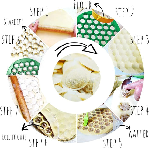 Russian Dumpling Maker - Plastic Pelmeni Maker - Dumpling Mold Machine Press - Ravioli Mould Cutter - Delicious Dumplings Siberian Meat Pelmeni...
