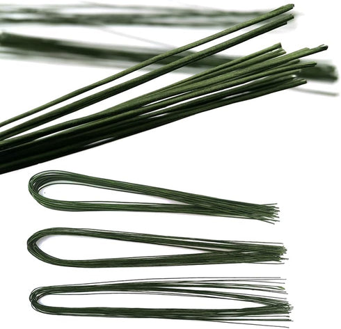 Saktopdeco 21.6 Inch Floral Stems Wire Green Paper Wrapped Wire 18 Gauge 20 Gauge 24 Gauge for Crafts Flower Arrangement...