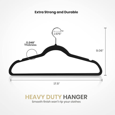 Utopia Home Velvet Hangers 30 Pack - Non-Slip Suit Hangers with 360 Degree Rotatable Hook - for Pants, Coats, Shirts & More (Black)...