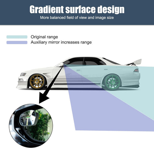 Pack-2 Car Blind Spot Mirror, Waterproof Vehicle Rearview Mirror Accessories, Universal 360 Degree Rotatable Convex Automotive Driving Assistance ...