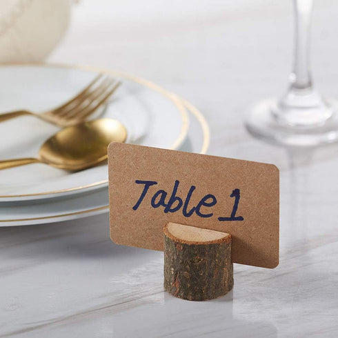 Wood Place Card Holders, 10Pcs Premium Rustic Table Number Holders and 20Pcs Kraft Table Place Cards, Wood Photo Holders, Ideal for Wedding Party ...