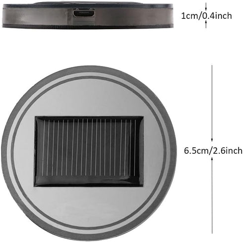 Youngine Pack of 2, Solar LED Car Cup Holder Mat Pad Waterproof Bottle Drinks Coaster Built-in Light and Vibration Sensor Car Interior Decoration ...