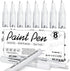 White Paint Pen for Art- 8 Pack Acrylic White Paint Markers 2-3mm Medium Tip for Wood, Rock, Black Paper, Metal, Plastic, Glass, Canvas, Ceramic, ...