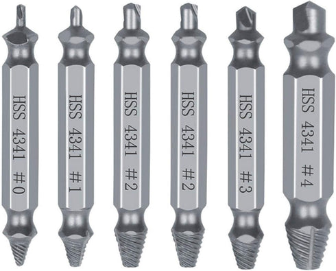 6PCS Screw Extractor Kit and Stripped Screw Extractor Set Easily and Quickly Remove Common of Broken or Stripped Screws?Easily Remove Rusty and Da...
