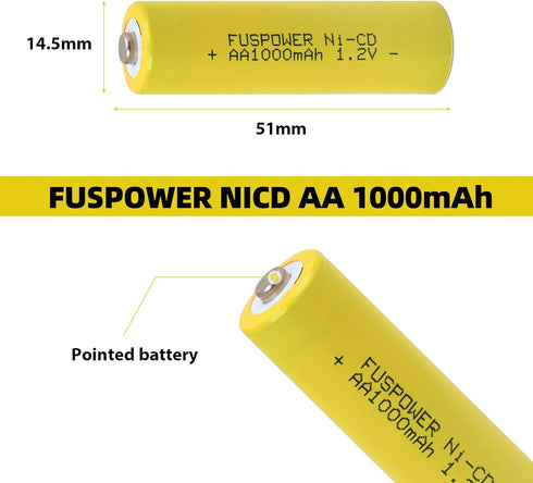 AA Rechargeable Batteries Double AA 1000mah 1.2v Nicd Rechargeable Solar Light Batteries (16 Count (Pack of 1))...