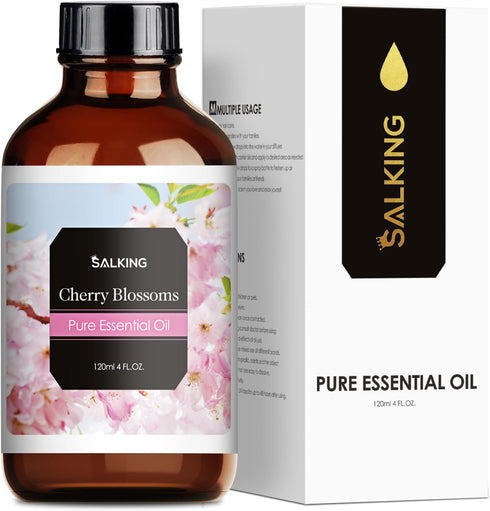 Cherry Blossom Essential Oil 120ml (4 Fl Oz), SALKING Pure & Natural Fragrance Oils, Aromatherapy Essential Oils for Diffuser, Massage, Soap, Cand...