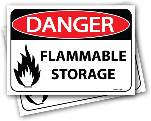 (2 pack) Danger Flammable Storage Cabinet Label, 7 x 10 Size, Flammable Storage Sign, Stickers, Decals. for Safety Cabinet, Locker, box, Room....