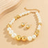 HIIXHC Boho Round Pearl Jewelry Set Chunky Geometric bead Necklace Set for Women Girls...