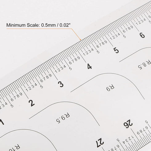 2pcs Film Flexible Ruler 30cm 0.5mm Scale with R Angle PET Plastic Folding Straight Ruler Calibration Soft Ruler Measuring Tool for Factory, Trans...
