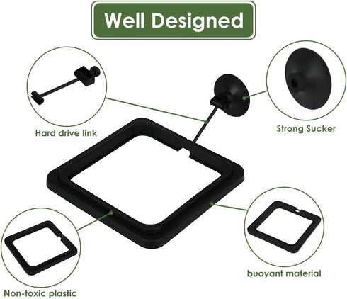 DS. DISTINCTIVE STYLE Fish Feeding Ring 2 Pieces Aquarium and Tank Floating Rings Food Feeders with Suction Cup (Black)...
