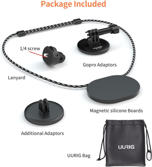 Magnetic Neck Selfie Holder, Action Camera Mount Quick Release Plate, Chest Shoulder Support Angle with Joint Mount, for Gopro Hero 5 6 7 8 9 10 B...