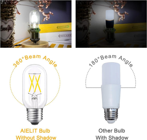 T45/T14 LED Light Bulb Dimmable, 4W(40 Watt Equivalent), Bright White 4000K, Daylight E26 Base LED Tube Bulbs for Household Mason Jars Ceiling Fan...