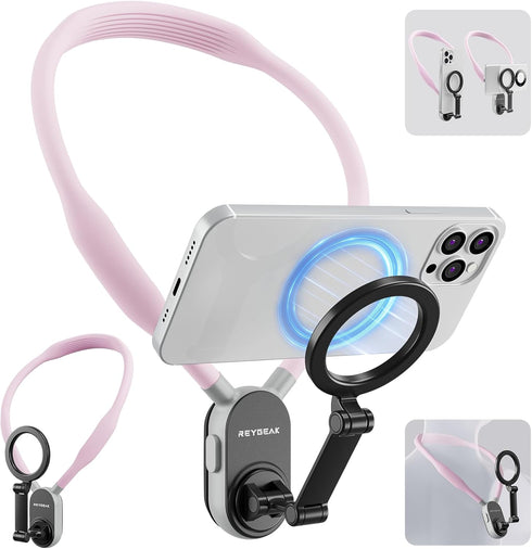 REYGEAK Magnetic POV/Vlog Phone Neck Mount Holder for Magsafe iPhone 15/14/13/12 Pro Mini/Plus/Pro/Pro Max, Hand Free Chest Stand Video Recording ...